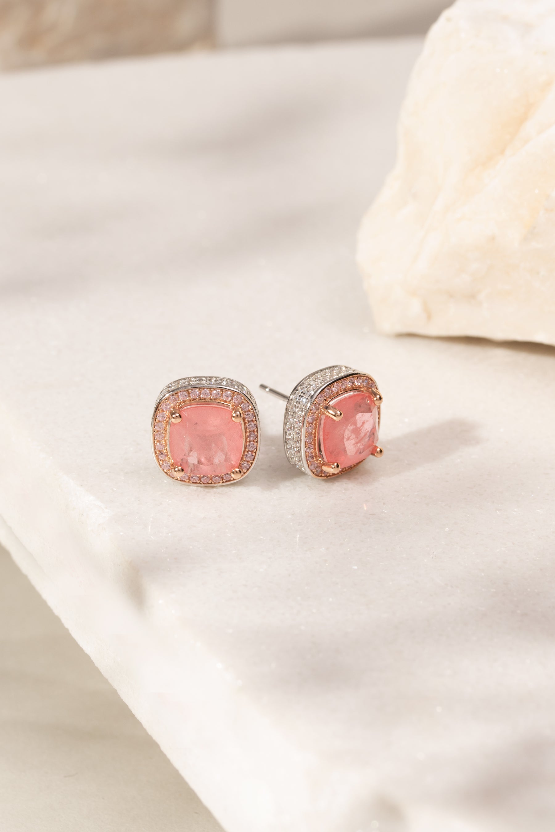 Brinco Fusion Morganita com Zircônias Rosas