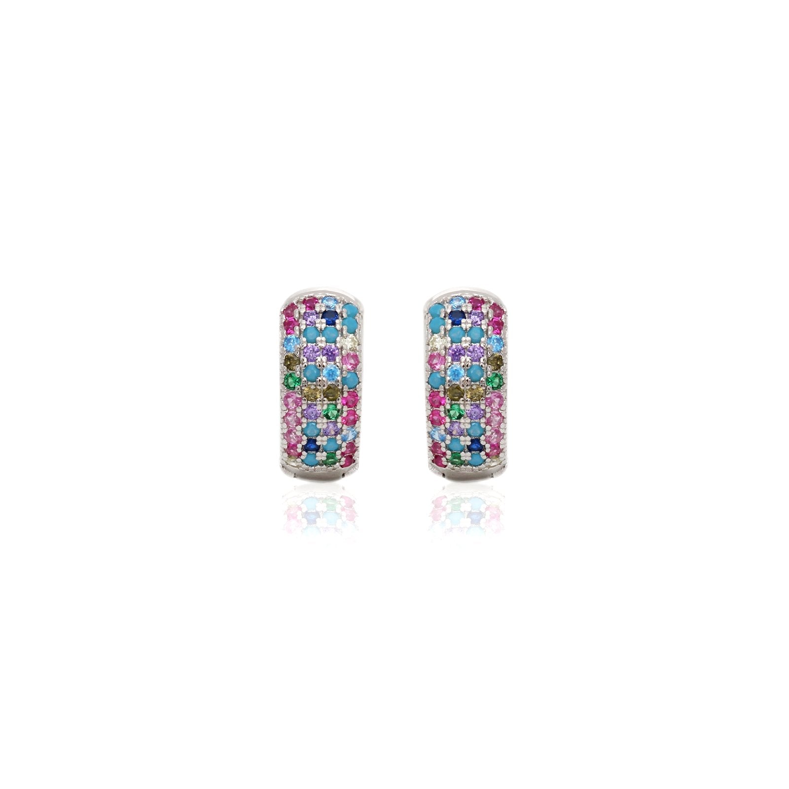 Brinco Argola 14mm de Zircônias Coloridas
