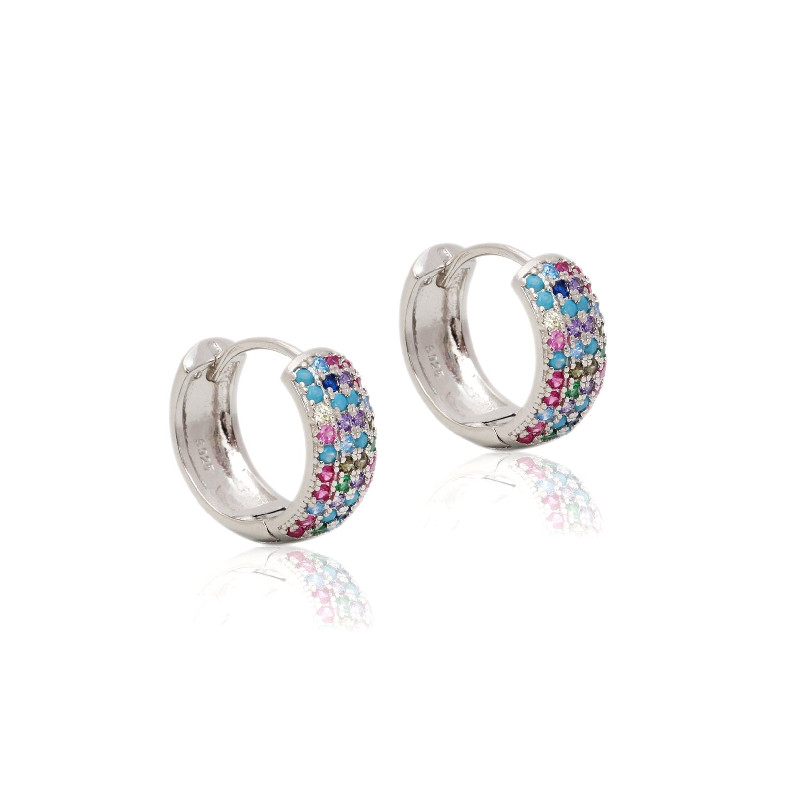 Brinco Argola 14mm de Zircônias Coloridas