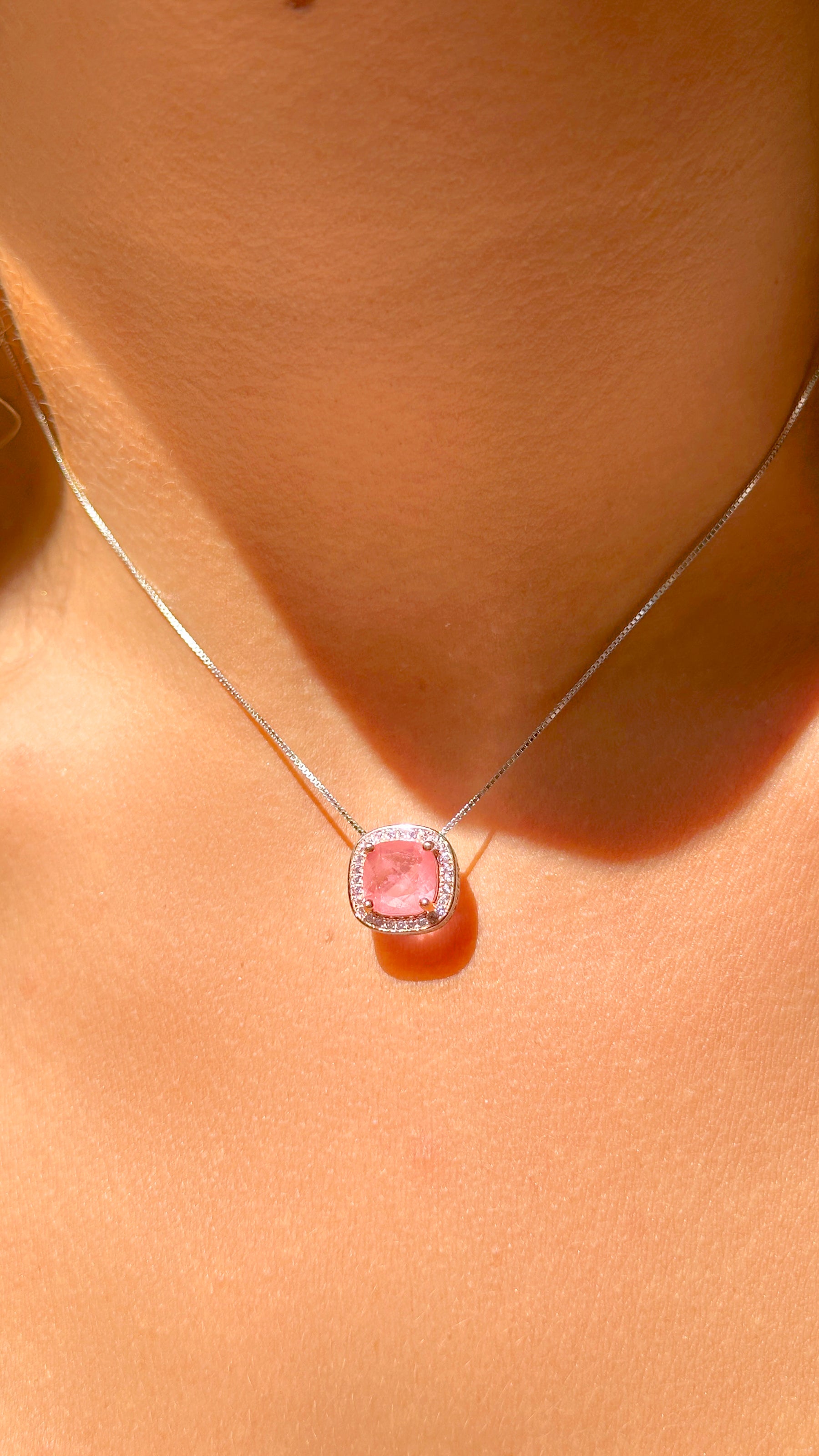 Colar Fusion Morganita com Zircônias Rosas