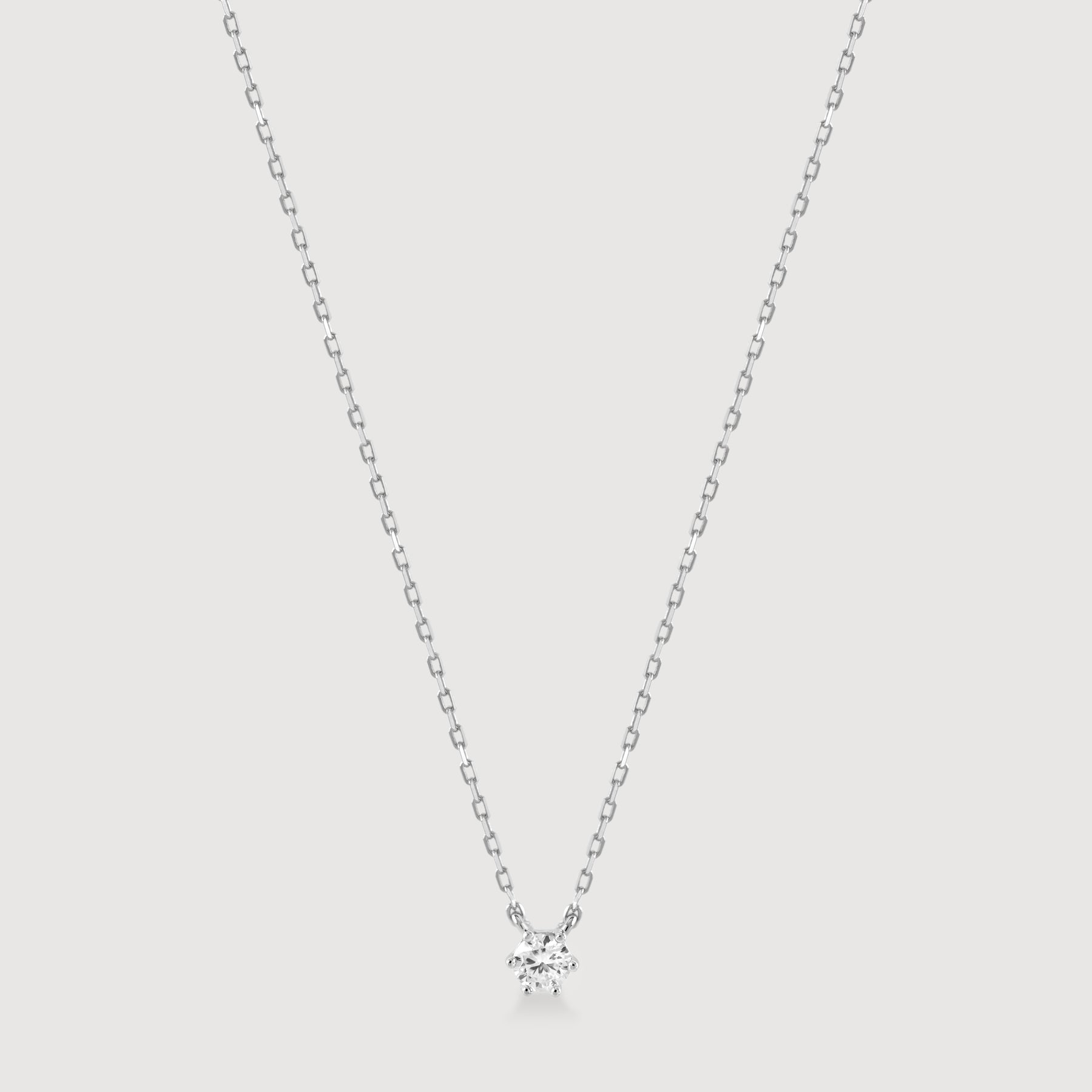 Colar Ponto de Luz 3.8mm de Moissanite com 6 garras em banho de ródio