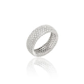 Anel 5 linhas de Zircônias cravejado