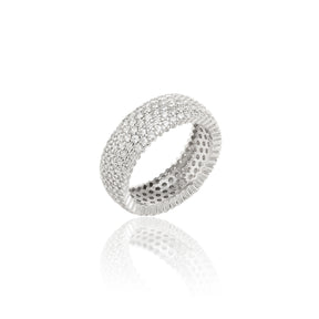 Anel 5 linhas de Zircônias cravejado