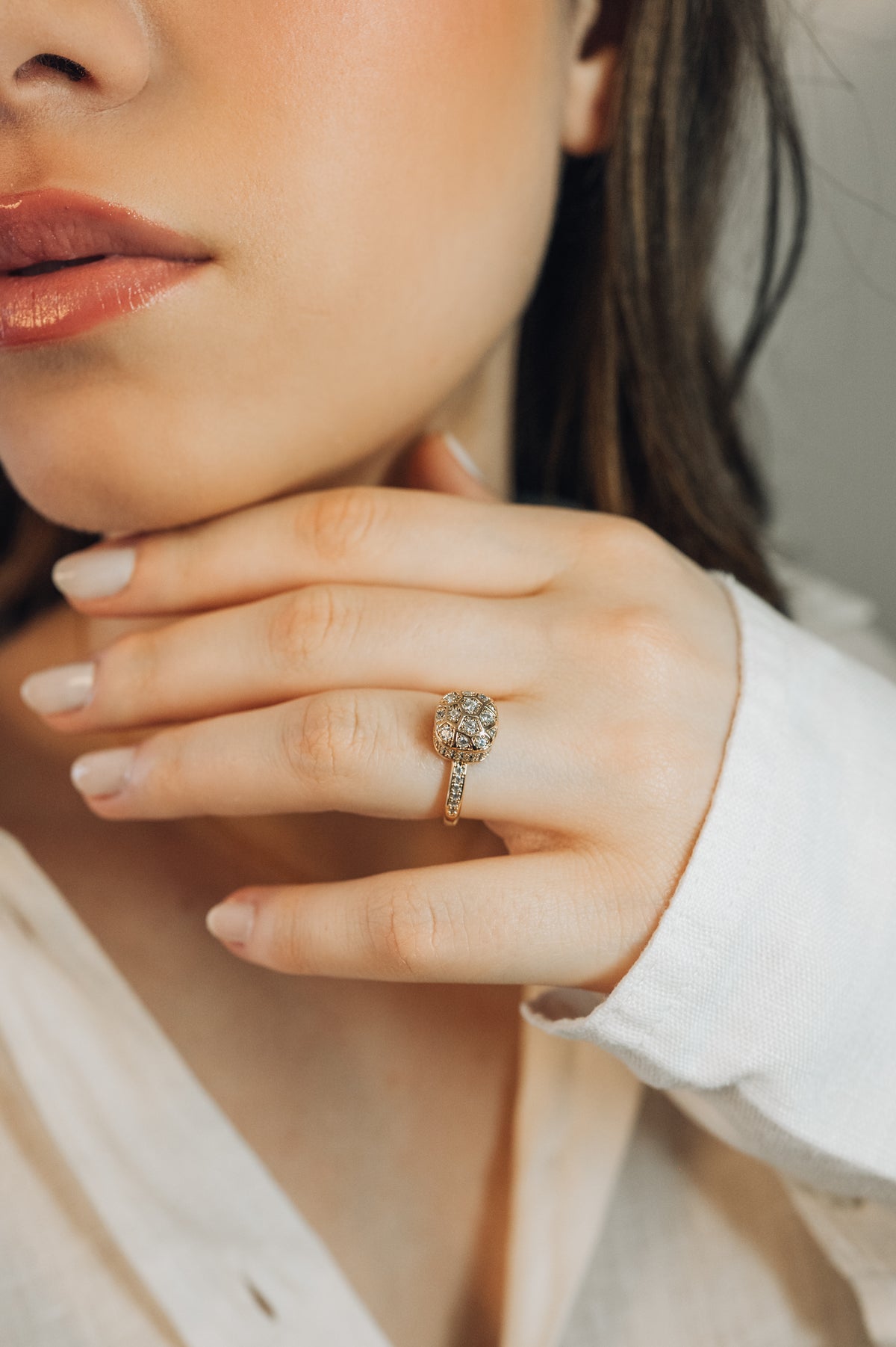 Anel Baú de Zircônias em Banho 18k