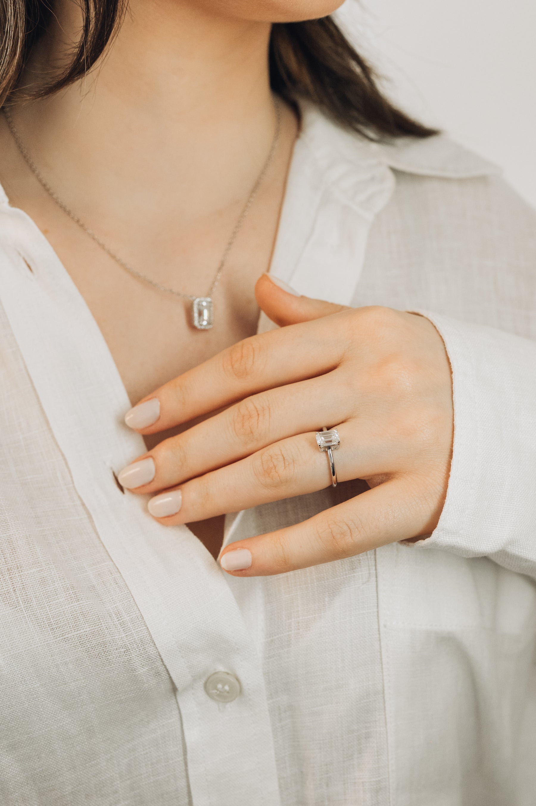 Anel Solitário Retangular 5mm Moissanite