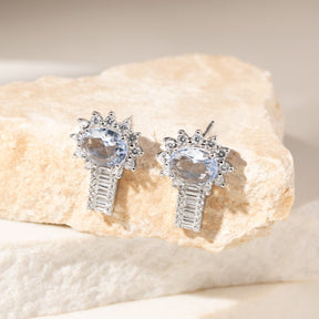 Brinco Cristal London Blue com Zircônias Brancas