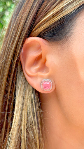 Brinco Fusion Morganita com Zircônias Rosas