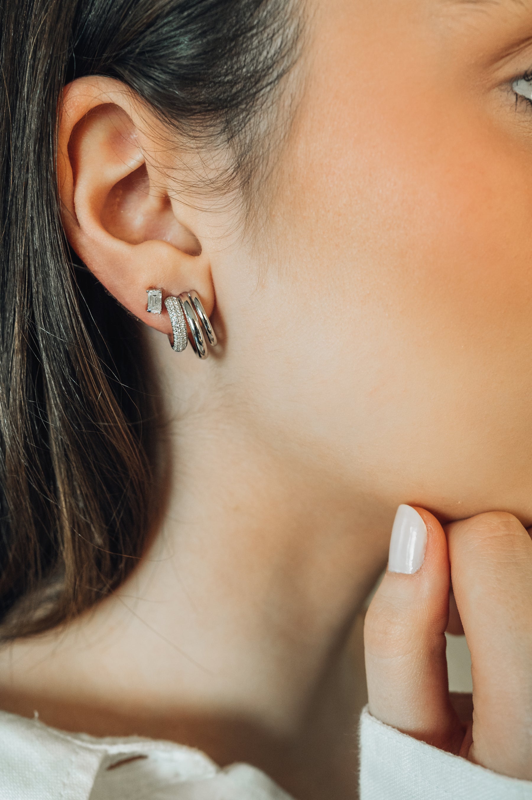 Brinco Retangular 3x5mm Moissanite