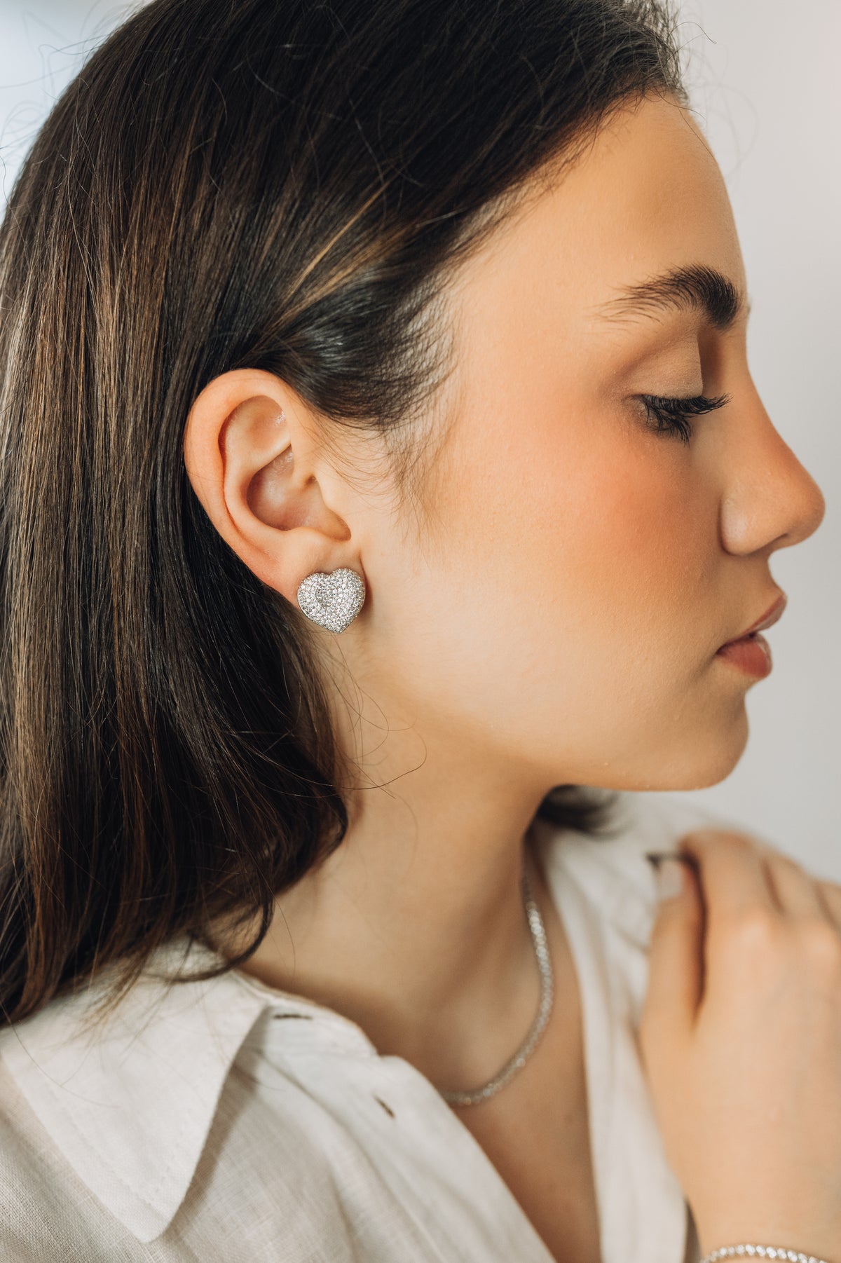 Brinco Coração de Zircônias