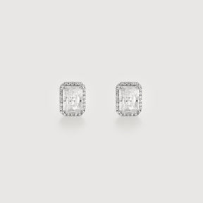 Brinco Retangular Cravejado 5x7x2mm Moissanite