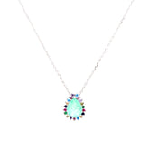 Colar Fusion Esmeralda Colombiana em Gota com Zircônias coloridas