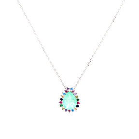 Colar Fusion Esmeralda Colombiana em Gota com Zircônias coloridas