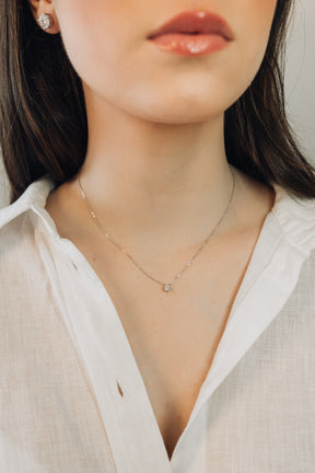 Colar Ponto de Luz 3.8mm de Moissanite com 6 garras em banho de ródio