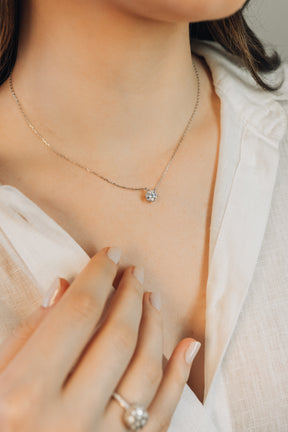 Colar Ponto de Luz 6.5mm de Moissanite com 6 garras em banho de ródio