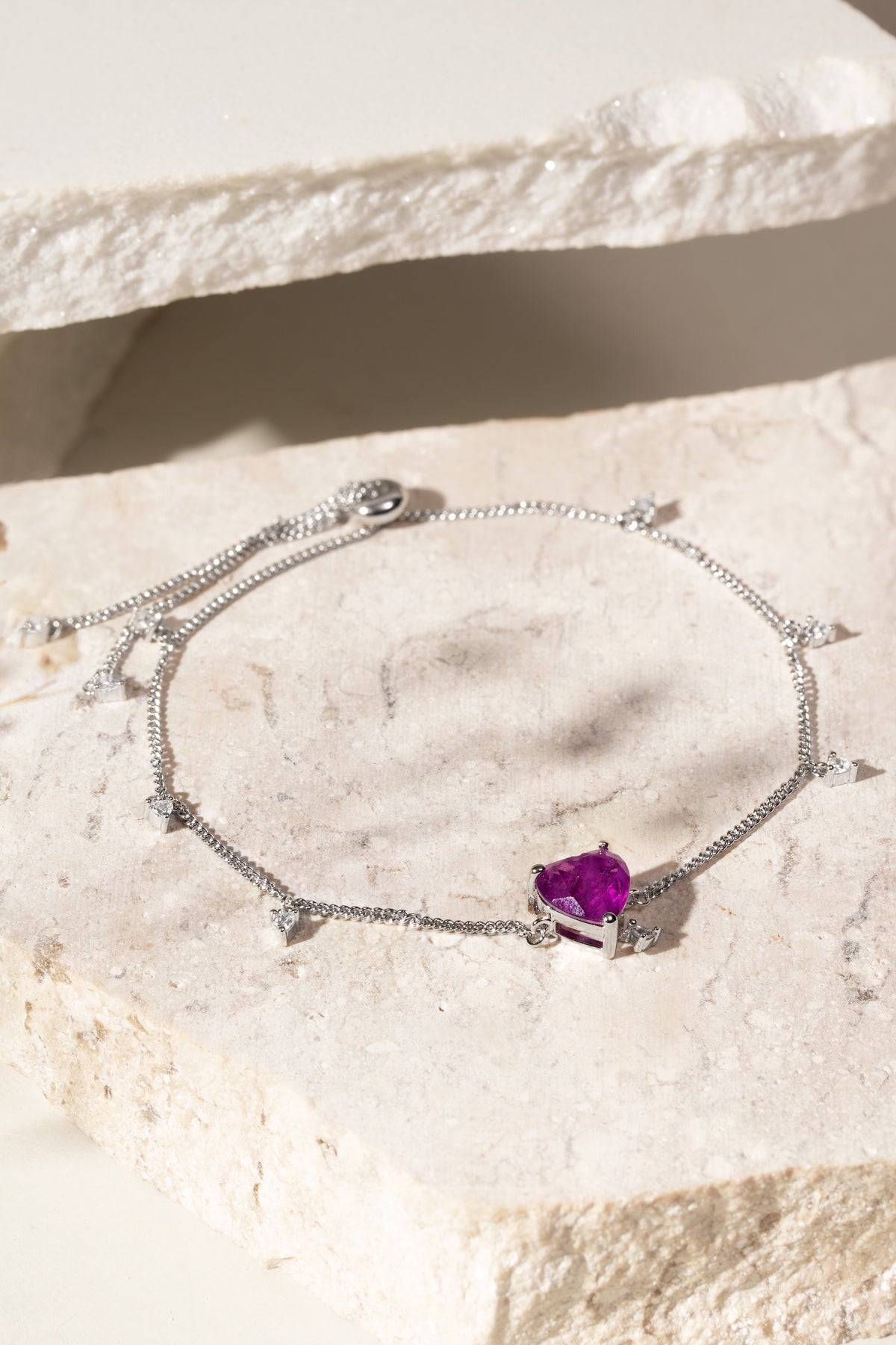 Pulseira Fusion Coração Ametista com Navetes de Zircônias