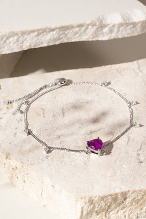 Pulseira Fusion Coração Ametista com Navetes de Zircônias