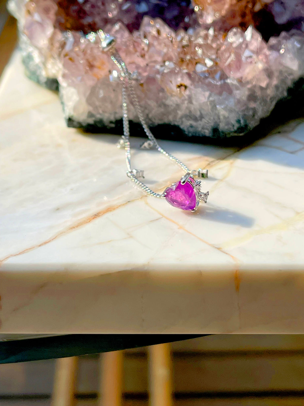 Pulseira Fusion Coração Ametista com Navetes de Zircônias