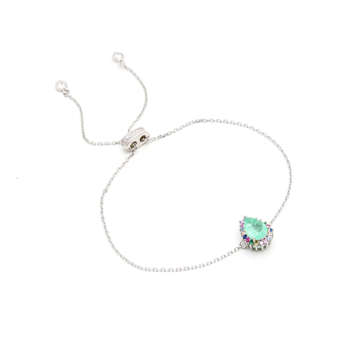 Pulseira Fusion Esmeralda Colombiana em Gota com Zircônias coloridas