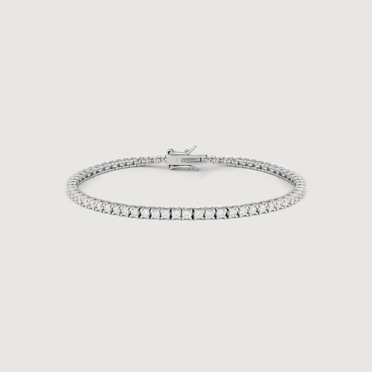 Pulseira Riviera 2mm em Zircônias Brancas com 4 garras em banho de ródio