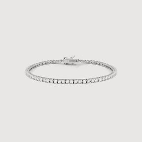 Pulseira Riviera 2mm em Zircônias Brancas com 4 garras em banho de ródio