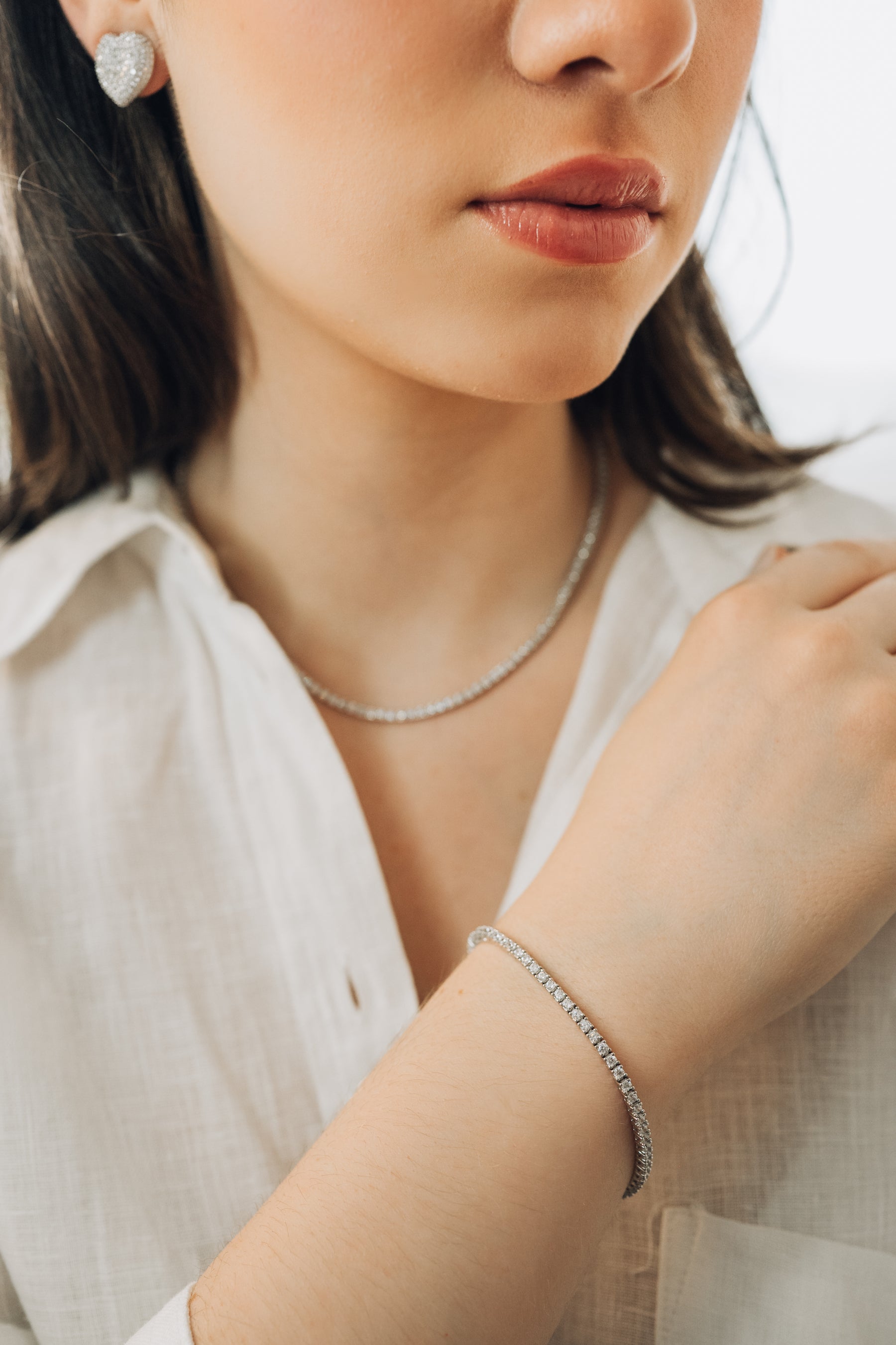 Pulseira Riviera 2mm em Zircônias Brancas com 4 garras em banho de ródio