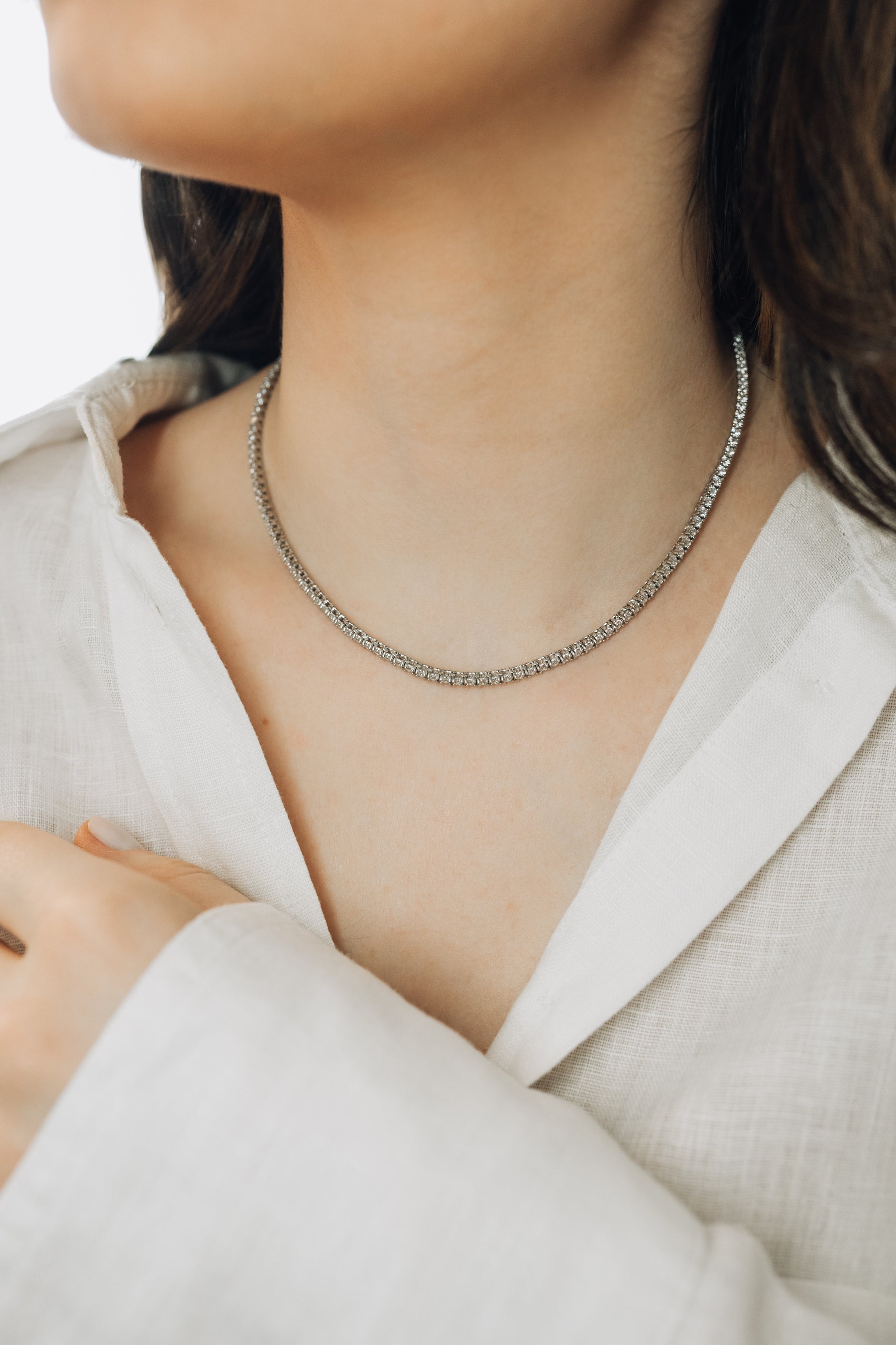 Colar Riviera 2mm em banho de ródio