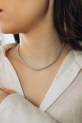 Colar Riviera 2mm em banho de ródio